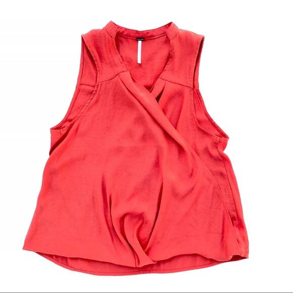 Free People • Orange Surplice Neckline Silk Blouse - Picture 1 of 4